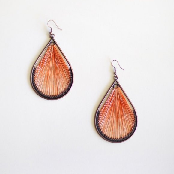 Bohemian Threaded Teardrop Earrings - Picture 5 of 6